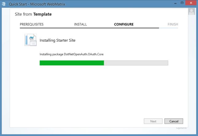 Installing External Authentication in WebMatrix